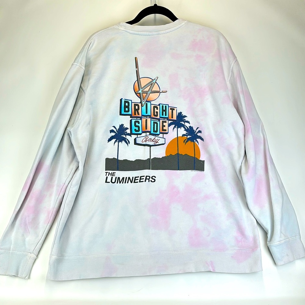 The Lumineers Bright Side Baby Tie-Dye Crewneck Sweatshirt - White/Pink
